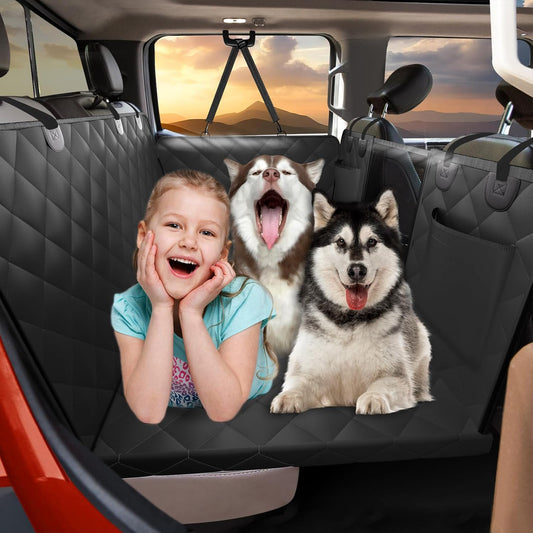 Back Seat Extender for Dogs - Large Space, Hard Bottom Holds 400Lbs, Sturdy Pet Seat Cover for Trucks, Waterproof Backseat Dog Hammock