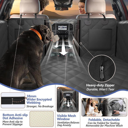 Back Seat Extender for Dogs - Large Space, Hard Bottom Holds 400Lbs, Sturdy Pet Seat Cover for Trucks, Waterproof Backseat Dog Hammock
