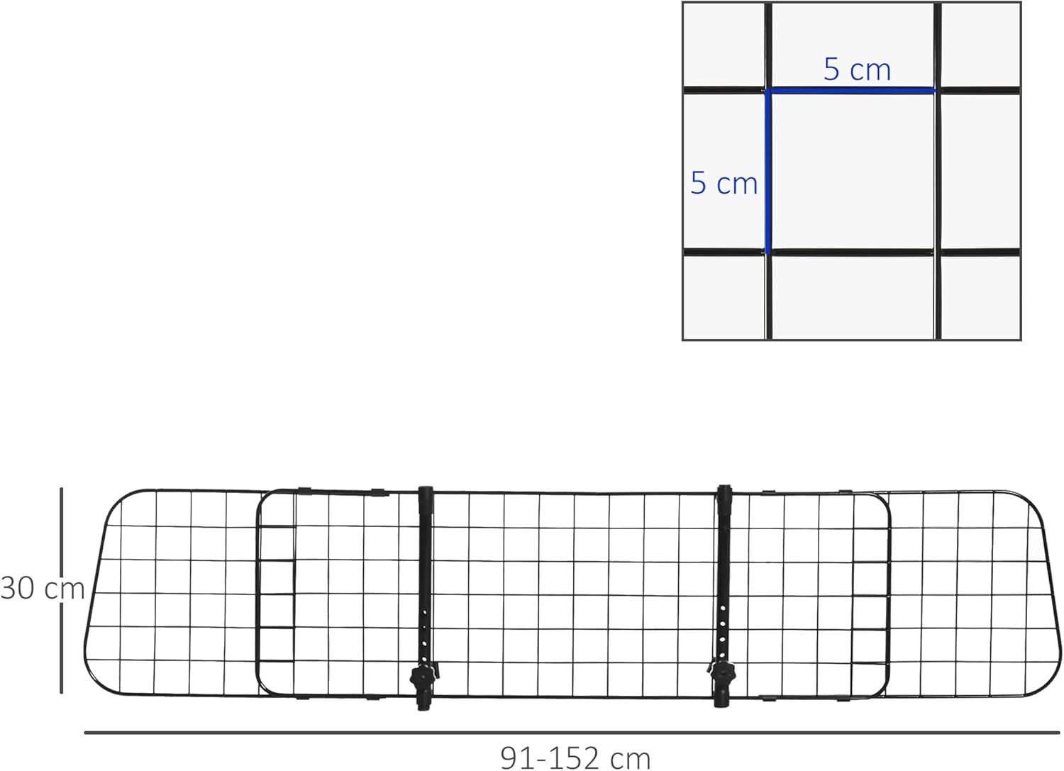 Heavy Duty Pet Dog Car Barrier Adjustable Ventilated Mesh Wire Guard Auto Vehicle Fence Protector Suvs Black 91-152 Cm