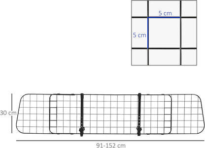 Heavy Duty Pet Dog Car Barrier Adjustable Ventilated Mesh Wire Guard Auto Vehicle Fence Protector Suvs Black 91-152 Cm