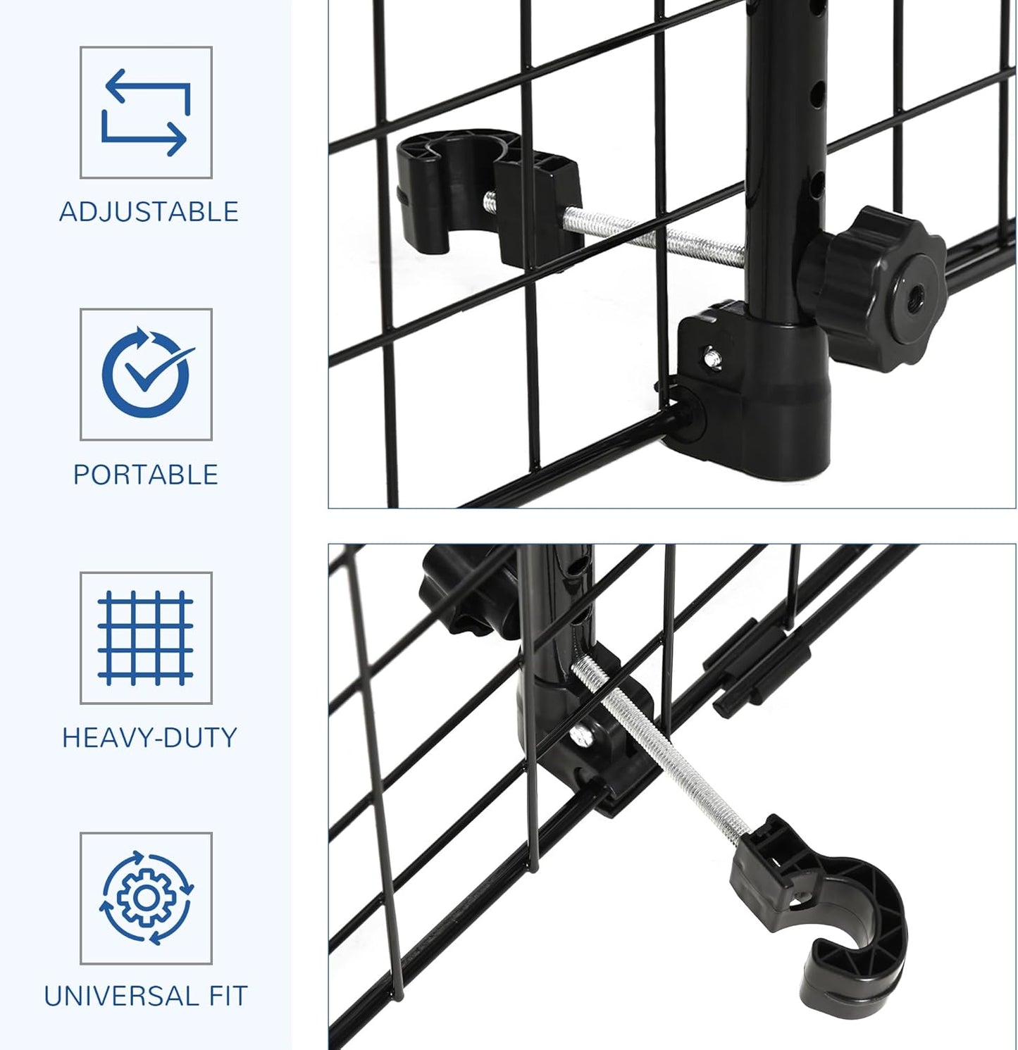 Heavy Duty Pet Dog Car Barrier Adjustable Ventilated Mesh Wire Guard Auto Vehicle Fence Protector Suvs Black 91-152 Cm