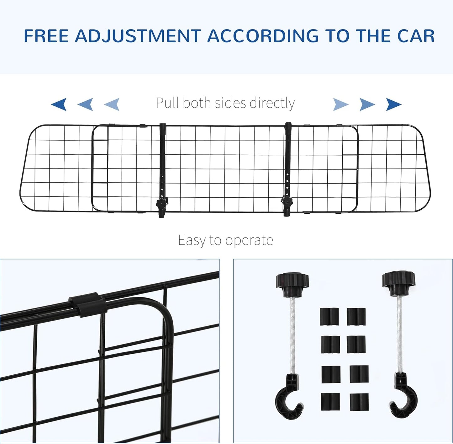 Heavy Duty Pet Dog Car Barrier Adjustable Ventilated Mesh Wire Guard Auto Vehicle Fence Protector Suvs Black 91-152 Cm