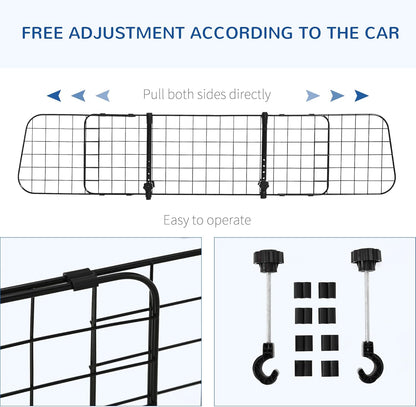 Heavy Duty Pet Dog Car Barrier Adjustable Ventilated Mesh Wire Guard Auto Vehicle Fence Protector Suvs Black 91-152 Cm