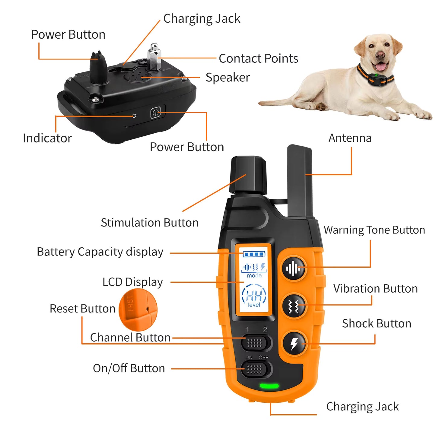 Fully Waterproof Dog Shock Training Collar