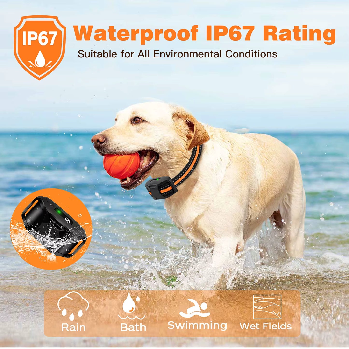 Fully Waterproof Dog Shock Training Collar